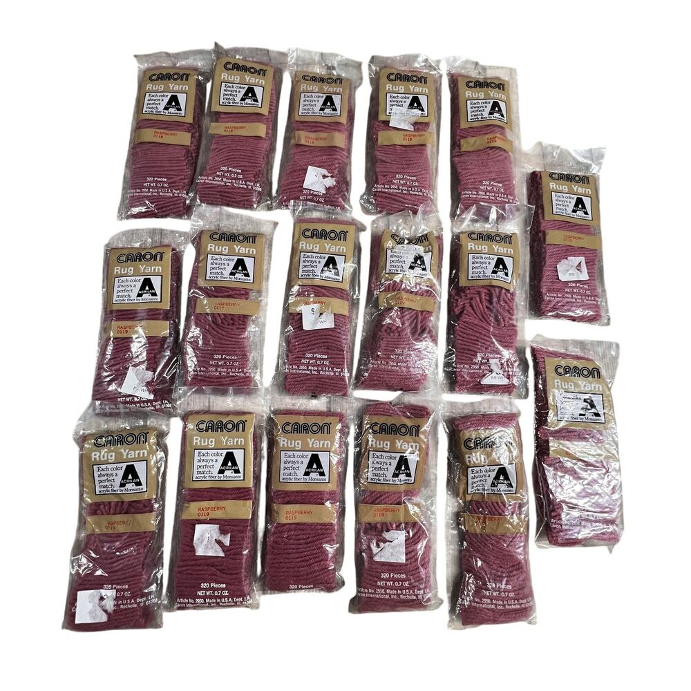 CARON Vintage Rug Yarn Raspberry 0119 Lot 17 Acrilan Latch Hook 320 Pieces